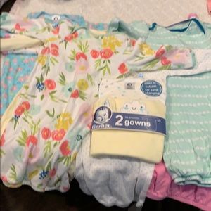 10-Cotton Gowns- 0-6 months & 0-3 Months 2 unused